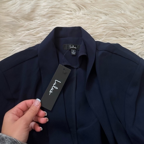 LULU’S Miss Punctuality Navy Blue Light Weight Blazer - Picture 3 of 3